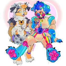  ambiguous_gender animatronic anthro canid canine canis claws collar dog_food dog_treat domestic_dog duo fan_character five_nights_at_freddy&#039;s five_nights_at_freddy&#039;s:_security_breach flower fluffy food hair hi_res hindpaw joints machine mammal molosser pawpads paws pet_food plant psiirockin pug robot scottgames sitting small_molosser steel_wool_studios tongue tongue_out toy_dog 