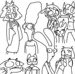 anthro bovid caprine cartoon_network cave_story clothing crop_top domestic_cat dr._hutchison felid feline felis female grin group hook hook_hand human katia_managan katy_kat khajiit lagomorph lammy_lamb leporid life_in_hell ma-san mammal marge_simpson mature_anthro mature_female mature_human microsoft midriff mimiga monochrome mouse murid murine navel nickelodeon nicole_watterson parappa_the_rapper prequel_adventure rabbit rocko&#039;s_modern_life rodent sheba_(life_in_hell) sheep shirt smile sony_corporation sony_interactive_entertainment sue_sakamoto surprise the_amazing_world_of_gumball the_elder_scrolls the_simpsons the_weaver toony topwear um_jammer_lammy