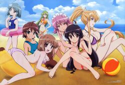  7girls aizawa_sumie banana_boat beach beachball bikini cleavage innertube konoe_fumina maid_headdress margery_daw mizugi ogata_matake pheles shakugan_no_shana shana squid sukumizu wilhelmina_carmel yoshida_kazumi 