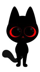  9:16 ambiguous_gender big_eyes black_body domestic_cat felid feline felis gooblie_2 hi_res looking_at_viewer mammal red_mouth red_sclera silly simple_background solo tail toony white_background 