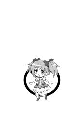  bow colonel_aki corrupted_metadata dress female greyscale hair_ribbon hairbow highres kaname_madoka kaname_madoka_(magical_girl) mahou_shoujo_madoka_magica mahou_shoujo_madoka_magica_(anime) monochrome ribbon short_twintails solo soul_gem twintails 