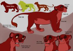  2021 3_toes absurd_res ahadi_(the_lion_king) black_eyebrows cheek_tuft closed_eyes damu_(looweezah) digital_media_(artwork) disney double_chin english_text expressions eyebrows facial_tuft fan_character fangs feet felid female feral flat_colors fur hi_res lion long_tail looweezah mammal model_sheet multicolored_body multicolored_fur overweight overweight_female overweight_feral pantherine paws pink_tongue quadruped red_body red_eyes red_fur red_inner_ear red_nose red_tail_tuft shocked side_view silhouetted_body simple_background smile solo standing tail tail_tuft teeth text the_lion_king toes tongue tuft uru_(the_lion_king) worried yellow_sclera 