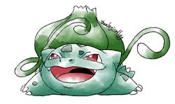  2016 3_toes ambiguous_gender artsy-theo bulbasaur claws digital_drawing_(artwork) digital_media_(artwork) elemental_creature fangs feet feral flora_fauna front_view full-length_portrait generation_1_pokemon green_body green_spots green_tentacles happy looking_up lying markings nintendo on_front on_model open_mouth open_smile plant pokemon pokemon_(species) portrait quadruped red_eyes red_tongue scalie signature simple_background smile solo spots spotted_body spread_legs spreading teeth tentacle toe_claws toes tongue toony vines white_background white_claws 