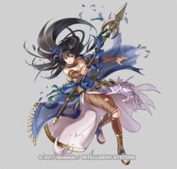  bare_shoulders black_eyes black_hair breasts choker damaged detached_sleeves female fire_emblem fire_emblem:_the_blazing_blade fire_emblem_heroes full_body hair_ornament high_heels holding holding_polearm holding_weapon jewelry karla_(fire_emblem) karla_(hatari)_(fire_emblem) kita_senri large_breasts long_hair looking_at_viewer official_alternate_costume official_art pantyhose polearm solo toeless_footwear toeless_legwear torn_clothes torn_pantyhose weapon 