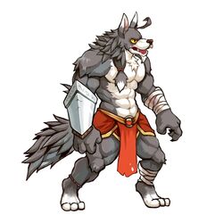  1:1 2017 abs anthro biceps canid canine canis clothed clothing dark4202n fur hi_res male mammal muscular muscular_male pecs solo topless wolf 