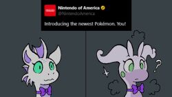  ambiguous_gender antennae_(anatomy) before_and_after bow_tie confusion dragon ear_fins english_text feral fin generation_6_pokemon goodra green_eyes head_fin mythological_creature mythological_scalie mythology nintendo pokemon pokemon_(species) poof_transformation pupils purple_body scales scalie simple_background skurrypls slit_pupils solo species_transformation text transformation twitter 