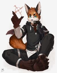  2019 absurd_res anthro arms_bent barefoot bent_legs black_body black_bottomwear black_clothing black_fur black_hoodie black_pants black_pawpads black_topwear bottomwear canid canine clothed clothing countershading electronics feet feet_together_knees_apart foot_focus fox fur gloves_(marking) green_eyes hi_res holding_object holding_phone hoodie inner_ear_fluff juncos_(jayfeath3r) kemono knee_pulled_up leg_markings looking_at_viewer male mammal markings orange_body orange_fur pants pawpads phone raised_arm shaded shirt signature simple_background sitting smile smiling_at_viewer socks_(marking) solo topwear tucked_arm tuft white_background white_clothing white_shirt white_topwear yzmuya 