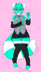  ailurid anthro big_breasts body_pillow_design breasts clothing cosplay dakimakura dakimakura_design dakimakura_pose dakimakura_style female front_view hatsune_miku legwear mammal mime_(mimechan) mimechan red_panda slightly_chubby smile solo thick_thighs thigh_highs vocaloid 