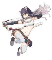  animal_ear_fluff animal_ears arm_belt arrow_(projectile) belt black_hair blush breasts brown_belt capelet crossbow elbow_gloves female full_body fur_capelet gloves grey_footwear hair_between_eyes highres holding holding_crossbow holding_weapon long_hair princess_connect! shiori_(princess_connect!) solo tail tiger_ears tiger_girl tiger_tail transparent_background wanimaru weapon yellow_eyes 