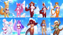  anthro beach big_breasts bikini blonde_hair blowing_kiss blue_bikini blue_clothing blue_eyes blue_swimwear breasts brown_body brown_fur brown_hair canid canine canis clothing cloud collie countershade_face countershade_fur countershade_tail countershade_torso countershading digital_media_(artwork) dipstick_tail domestic_dog dragon duderedblue felid female floppy_ears fluffy fluffy_tail fox fur green_bikini green_clothing green_eyes green_swimwear hair hairless_tail hand_on_hip hands_behind_head herding_dog hi_res horn inner_ear_fluff long_hair mammal markings mouse multiple_images murid murine mustelid mythological_creature mythological_scalie mythology one_eye_closed open_mouth open_smile orange_body orange_fur otter pantherine pastoral_dog pink_bikini pink_body pink_clothing pink_fur pink_hair pink_swimwear ponytail portrait prick_ears pupils purple_bikini purple_body purple_clothing purple_fur purple_hair purple_swimwear red_bikini red_body red_clothing red_scales red_swimwear rodent round_ears scales scalie shaded sheepdog short_hair sky slit_pupils smile soft_shading swimwear tail tail_markings three-quarter_portrait tiger tuft two-piece_swimsuit white_bikini white_body white_clothing white_fur white_hair white_swimwear yellow_bikini yellow_body yellow_clothing yellow_eyes yellow_fur yellow_sclera yellow_swimwear 