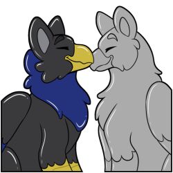  animate_inanimate avian beak black_body closed_eyes duo feathered_wings feathers gryphon inflatable living_inflatable mane mythological_avian mythological_creature mythology symrea telegram_sticker wings 