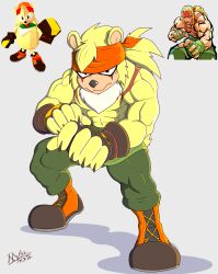  2023 anthro anthrofied bark_the_polar_bear bear capcom cosplay crossover crossover_cosplay fighting_game fusion hi_res human male mammal meatboom monochrome muscular muscular_anthro muscular_human muscular_male polar_bear sega simple_background solo sonic_the_hedgehog_(series) street_fighter ursine white_background 