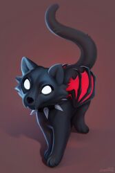  black_body collar empty_eyes felid feline feral hi_res lostgoose mammal simple_background solo spiked_collar spikes wings 