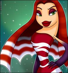  animal_humanoid anthro dragonfish female fin fin_hair fish hand_on_hip humanoid hybrid lidded_eyes lionfish lips lola_(shark_tale) marine marine_humanoid noseless on_model pseudo_hair red_fin red_lips scorpaeniform shark_tale smile solo stripes tan_body toony verona7881 white_stripes 