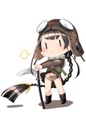  black_footwear black_hair boots braid brown_jacket brown_panties brown_skirt clothes_lift fairy_(kancolle) female full_body hands_on_hilt highres jacket kantai_collection katana long_braid long_hair long_sleeves miniskirt nassukun panties pilot_helmet pilot_uniform planted pleated_skirt scabbard scarf sheath sheathed single_braid skirt skirt_lift solid_oval_eyes solo standing striped_clothes striped_panties sword underwear vertical-striped_clothes vertical-striped_panties very_long_hair weapon white_scarf wind wind_lift yamashio_maru_(kancolle) 