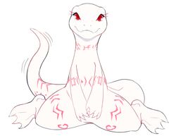  2018 3_toes albino anthro arm_markings belly belly_markings big_tail biped crusch_lulu cute_fangs digital_drawing_(artwork) digital_media_(artwork) digitigrade eyelashes featureless_crotch feet female flat_chested flat_colors front_view hi_res leg_markings lizard lizardman lizardman_(overlord) long_neck long_tail looking_at_viewer markings membrane_(anatomy) motion_lines neck_markings nude overlord_(series) pink_markings pupils red_eyes reptile round_head rune4 scalie simple_background sitting slit_pupils smile smiling_at_viewer solo tail tail_markings tail_motion tailwag thick_tail thigh_markings toes tribal tribal_markings webbed_feet white_background white_body white_skin white_tail 