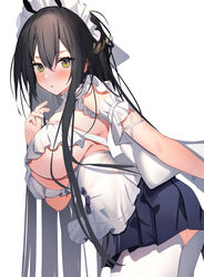  aa44 absurdres apron ass_cutout azur_lane black_hair black_skirt breasts choker clothing_cutout crotchless crotchless_pantyhose female frilled_apron frilled_choker frills from_side green_eyes hair_between_eyes highres indomitable_(azur_lane) indomitable_(ms._motivationless_maid)_(azur_lane) large_breasts leaning_forward long_hair looking_at_viewer looking_to_the_side maid_headdress miniskirt official_alternate_costume pantyhose pleated_skirt skirt solo very_long_hair white_apron white_pantyhose 