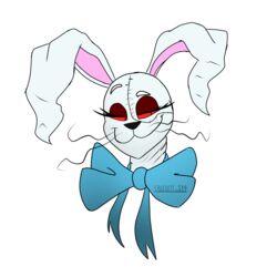  2020 :3 anthro big_bow_tie big_ears black_eyes black_nose bow_tie calesote514 disembodied_head eyebrows eyelashes female five_nights_at_freddy&#039;s five_nights_at_freddy&#039;s:_security_breach half-closed_eyes headshot_portrait hi_res lagomorph leporid long_ears long_whiskers looking_aside looking_away mammal narrowed_eyes portrait rabbit raised_eyebrow red_sclera scottgames signature simple_background smile smug solo steel_wool_studios vanny_(fnaf) whiskers white_background white_body white_eyebrows 