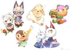  anatid animal_crossing animate_inanimate anseriform anthro arthropod avian bear bird blonde_hair bone burger butterfly canid canine canis chibi clothed clothing domestic_cat duck eating eyewear felid feline felis female flower food fur glasses goldie_(animal_crossing) grey_body grey_fur group hair insects lepidopteran living_plushie male mammal marshal_(animal_crossing) molly_(animal_crossing) necktie nintendo olivia_(animal_crossing) pillow plant plushie raymond_(animal_crossing) rodent ry_o_ta sciurid simple_background sitting sleeping stitches_(animal_crossing) teddy_bear topwear vest white_background white_body white_fur whitney_(animal_crossing) wolf yellow_body yellow_fur 