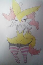  absurd_res adumbassontwter anthro braixen clothing female footwear generation_6_pokemon hi_res nintendo pokemon pokemon_(species) socks with 