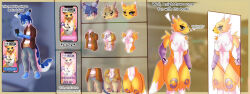  anthro bandai_namco chillet crumbleumble digimon digimon_(species) electronics female humanoid male mid_transformation mirror pal_(species) palworld phone pocketpair renamon solo transformation transformation_sequence transformation_through_magic vrchat 