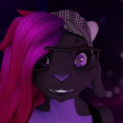  1:1 3d_(artwork) absurd_res anthro beanie blair_(unmakeyourself) bovid caprine clothing digital_media_(artwork) female goat hat headgear headshot_portrait headwear hi_res huge_filesize looking_at_viewer mammal open_mouth portrait pupils solo unmakeyourself_(artist) unusual_pupils 