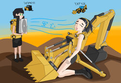  anime_style backhoe_(vehicle) construction construction_equipment construction_vehicle equipment excavator female forklift humanoid jagerpanzer tractor vehicle 