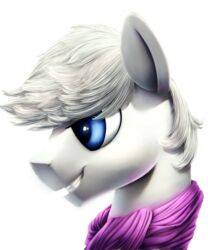  5:6 alpha_channel blue_eyes chryseum detailed double_diamond_(mlp) equid equine feral friendship_is_magic fur hair hasbro hi_res horse male mammal my_little_pony pony scarf simple_background smile solo teeth white_body white_fur white_hair 