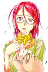  asechi_kyouko blush commentary_request female glasses jewelry long_hair looking_at_viewer marriage_proposal nai_(erumaria) pov pretty_rhythm pretty_rhythm_aurora_dream pretty_rhythm_dear_my_future pretty_series putting_on_jewelry red_hair ring solo_focus spoilers takigawa_jun 