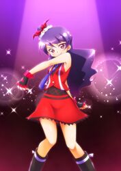  ageha_mia commentary_request female fingerless_gloves gloves long_hair mapo_(mega-mapo) pretty_rhythm pretty_rhythm_dear_my_future pretty_series purple_eyes purple_hair skirt solo 