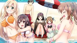  ano_ko_wa_ore_kara_hanarenai beach bikini game_cg giga kamishiro_aoi miyama_haruka miyama_momiji naruse_manami nironiro sakurai_yuzuki swimsuit usume_shirou water 