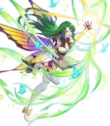  alternate_costume bare_shoulders book boots breasts bug butterfly cape cecilia_(fire_emblem) cecilia_(resplendent)_(fire_emblem) cleavage dress elbow_gloves female fire_emblem fire_emblem:_the_binding_blade fire_emblem_heroes flower full_body gloves gold_trim gradient_clothes green_eyes green_hair haru_(hiyori-kohal) high_heel_boots high_heels highres holding holding_book leg_up long_hair looking_away magic medium_breasts non-web_source official_art open_book open_mouth plant short_dress sleeveless solo teeth thigh_boots thorns transparent_background upper_teeth_only vines 