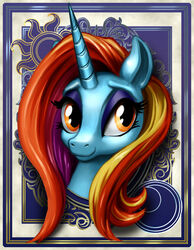  2016 amber_eyes equid equine eyeshadow female friendship_is_magic hair harwick hasbro horn makeup mammal my_little_pony mythological_creature mythological_equine mythology orange_hair portrait sassy_saddles_(mlp) solo unicorn 