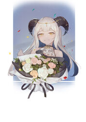  baddream blue_hair bouquet china_dress chinese_clothes ciyana colored_inner_hair confetti corrupted_metadata dress female flower halterneck highres holding holding_bouquet horns indie_virtual_youtuber light_smile mole mole_under_eye multicolored_hair pink_flower pink_rose rose smile solo virtual_youtuber white_flower white_hair white_rose window yellow_flower yellow_rose 