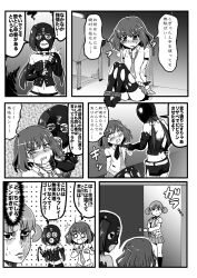  3girls dominator_(bdsm) greyscale hanada_kirame highres kurumaou monochrome multiple_girls partially_translated saki_(manga) saki_achiga-hen shirouzu_mairu translation_request tsuruta_himeko yuri 