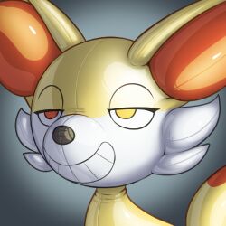  animate_inanimate black_nose clothing fennekin generation_6_pokemon half-closed_eyes icon inflatable latex latex_body latex_clothing latex_skinsuit living_inflatable low_res narrowed_eyes nintendo orange_pupils permagrin permanent_smile pokemon pokemon_(species) pool_toy posexe pupils seam_(sewing) simple_background skinsuit solo tight_clothing white_sclera 