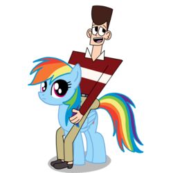  1:1 alpha_channel belt blue_body blue_feathers blue_wings brown_hair clone_high crossover duo equid equine feathered_wings feathers female friendship_is_magic haileykitty69 hair hasbro horse human jfk_(clone_high) male male/female mammal my_little_pony mythological_creature mythological_equine mythology on_model open_mouth pegasus pink_eyes pony quadruped rainbow_dash_(mlp) style_crossover wings 