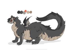  2020 ambiguous_gender big_tail black_eyelids color_swatch countershading digital_media_(artwork) dragon female_(lore) feral fur furred_dragon furred_scalie grey_body grey_face grey_fur grey_hair grey_tail hair hi_res horn huge_tail markings membrane_(anatomy) membranous_wings model_sheet mole_(marking) mythological_creature mythological_scalie mythology quadruped red_eyes rexy_(thorn_paw) scales scalie shadow simple_background small_wings smile solo tail tan_body tan_countershading tan_scales thorn_paw white_background wings 