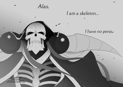  ainz_ooal_gown animated_skeleton bone clothed clothing dialogue doktormalefic ellipsis english_text eyeless gradient_background hi_res humanoid male male_humanoid monochrome noseless not_furry overlord_(series) rib_cage simple_background skeleton solo teeth text undead 