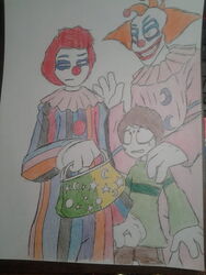  chara_(undertale) crossover killer_klowns_from_outer_space traditional_media_(artwork) undertale undertale_(series) unknown_species 