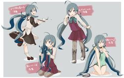  ? ?? adjusting_hair ahoge akanbe alternate_costume apron bare_legs between_legs blouse blue_hair blush boots bow bowtie camisole collar commentary_request cup dress enmaided eyelid_pull female finger_to_eye frills grey_eyes grey_hair hair_between_eyes hand_between_legs hand_on_own_chest highres kantai_collection kiyoshimo_(kancolle) kneeling leash long_hair looking_at_viewer low_twintails maid multicolored_hair multiple_views open_mouth pantyhose riz_(ravel_dc) school_uniform seiza shirt sitting sleeveless sleeveless_dress spilling standing teacup tongue tongue_out translation_request tray twintails tying_hair underwear very_long_hair 