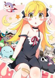  adventure_time bad_id bad_pixiv_id bandaid bandaid_on_knee bandaid_on_leg black_dress blonde_hair blush_stickers bmo character_doll character_request choker commentary copyright_request dress female gesugesu_ahoaho guilty_gear hair_between_eyes highres kantai_collection kirby_(series) kirby_super_star lilith_aensland long_hair looking_at_viewer marx_(kirby) monogatari_(series) open_mouth oshino_shinobu pointy_ears rabite_(seiken_densetsu) ramlethal_valentine rensouhou-chan seiken_densetsu sitting sleeveless sleeveless_dress solo strap_slip triangle_mouth vampire_(game) yellow_eyes 