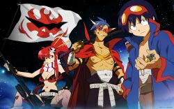  gun kamina simon tengen_toppa_gurren_lagann thigh-highs yoko_littner 