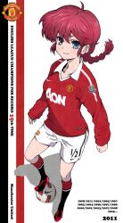  bad_id bad_pixiv_id ball black_socks blue_eyes braid braided_ponytail breasts company_name emblem england english_text female full_body grin highres kneehighs long_sleeves manchester_united medium_breasts nike_(company) photoshop_(medium) premier_league ranma-chan ranma_1/2 red_hair red_socks shadow shanghai_man shirt shoes short_hair shorts single_braid sleeves_past_wrists smile smirk soccer soccer_ball soccer_uniform socks solo sportswear white_shorts 