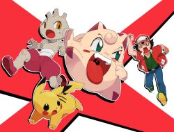  1boy agemono akai_isamu clefairy pikachu pokemon pokemon_(creature) pokemon_pocket_monsters tyrogue 