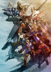  6+boys 6+girls absurdres agrias_oaks annotated archer_(fft) argath_thadalfus armor black_mage_(fft) black_mage_(final_fantasy) blonde_hair boots braid brown_hair cape chocobo cidolfus_orlandeau delita_heiral dragon dual_wielding everyone final_fantasy final_fantasy_tactics geomancer_(fft) hat highres holding katana multiple_boys multiple_girls mustadio_bunansa mystic_(fft) ninja_(fft) official_art orran_durai photoshop_(medium) ramza_beoulve robe samurai_(fft) single_braid staff sword thigh_boots thighhighs time_mage time_mage_(fft) weapon white_mage_(fft) white_mage_(final_fantasy) witch_hat yoshida_akihiko 