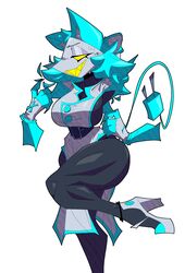  anthro big_breasts blue_hair blue_tail bodily_fluids bottomwear breasts claws clothed clothing curvy_figure darkner deltarune dress felid female footwear hair hi_res high_heels hourglass_figure huge_hips huge_thighs machine mammal muscular muscular_thighs no_pupils raised_leg robot robot_anthro side_boob small_waist smile solo standing sweat tail tasque_manager thick_thighs unavailable_at_source undertale_(series) wide_hips xexeezy yellow_eyes 