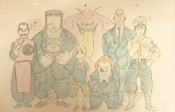  6+boys :p age_difference android_8 annoyed antennae arm_at_side arm_behind_back armband bald beige_background belt black_(dragon_ball) black_eyes black_hair black_neckwear black_shirt blue_(dragon_ball) boots bowl_cut breast_pocket buyon_(dragon_ball) character_name character_request chinese_clothes clenched_hand closed_eyes closed_mouth clothes_writing colored_skin commentary_request crossed_arms dark-skinned_male dark_skin dragon_ball dragon_ball_(classic) eyepatch facial_hair formal frown full_body furrowed_brow hand_on_own_chest hand_on_own_hip hand_up hands_on_own_chest happy hat height_difference laughing legs_apart looking_at_viewer looking_to_the_side male_focus military military_hat military_uniform monster moustache multiple_boys necktie pink_skin pocket red_(dragon_ball) red_hair red_necktie red_ribbon_army saliva serious sharp_teeth shirt simple_background smile speech_bubble standing stitches suit sushio tao_pai_pai teeth thick_eyebrows thick_lips tongue tongue_out translation_request uniform v v-shaped_eyebrows 