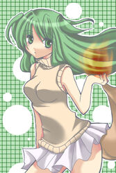  bad_id bad_pixiv_id female fire green_eyes green_hair inukami! long_hair reo_(0630) skirt solo tail youko_(inukami) 