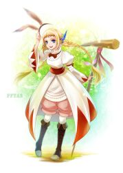  animal_ears bad_id bad_pixiv_id blonde_hair blue_eyes boots bow bowtie braid fake_animal_ears female final_fantasy final_fantasy_tactics_a2 final_fantasy_tactics_advance final_fantasy_xii full_body leaning_forward long_hair long_sleeves mamoru_mikokoro penelo photoshop_(medium) rabbit_ears robe smile solo staff standing twin_braids white_mage_(final_fantasy) 